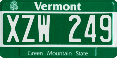 VT license plate XZW249