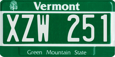 VT license plate XZW251