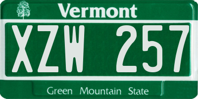 VT license plate XZW257