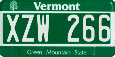 VT license plate XZW266