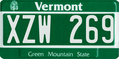 VT license plate XZW269