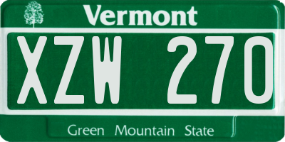 VT license plate XZW270