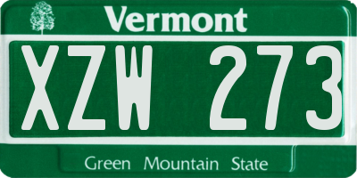 VT license plate XZW273