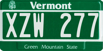 VT license plate XZW277