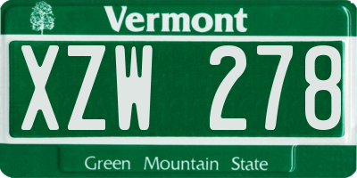 VT license plate XZW278