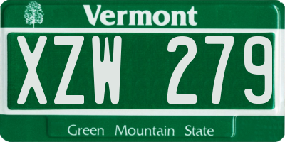 VT license plate XZW279