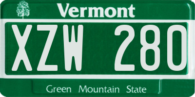 VT license plate XZW280