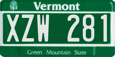 VT license plate XZW281
