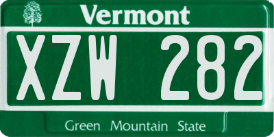 VT license plate XZW282