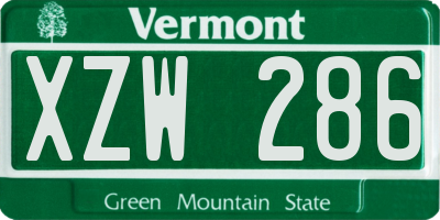 VT license plate XZW286