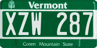 VT license plate XZW287