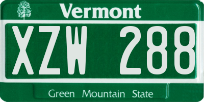 VT license plate XZW288