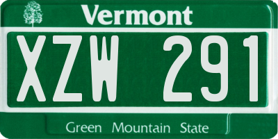 VT license plate XZW291