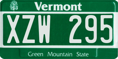 VT license plate XZW295