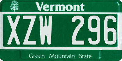 VT license plate XZW296