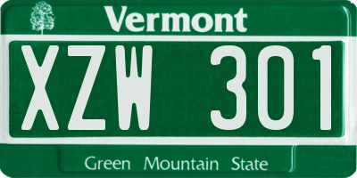VT license plate XZW301