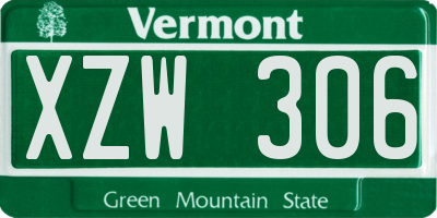 VT license plate XZW306