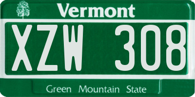 VT license plate XZW308