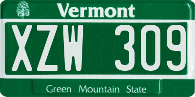 VT license plate XZW309