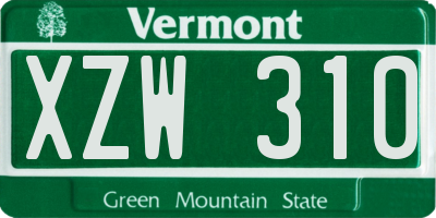 VT license plate XZW310