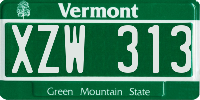 VT license plate XZW313