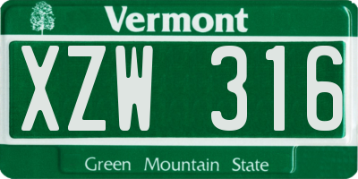 VT license plate XZW316