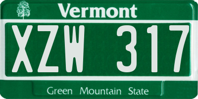 VT license plate XZW317