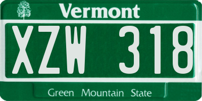 VT license plate XZW318