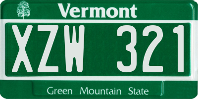 VT license plate XZW321