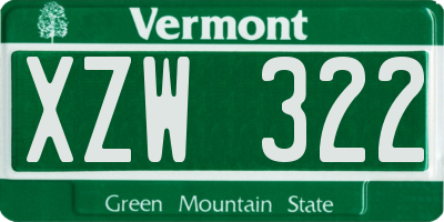 VT license plate XZW322