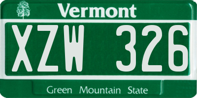 VT license plate XZW326