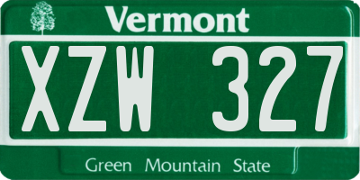 VT license plate XZW327
