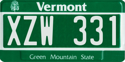 VT license plate XZW331
