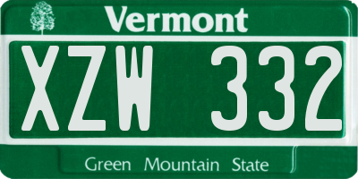 VT license plate XZW332