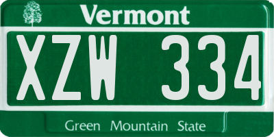 VT license plate XZW334