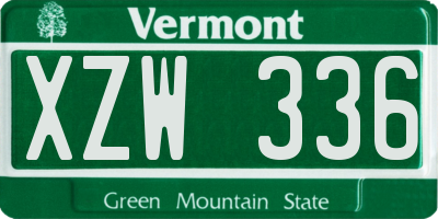 VT license plate XZW336