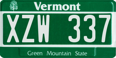 VT license plate XZW337