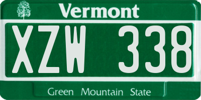 VT license plate XZW338