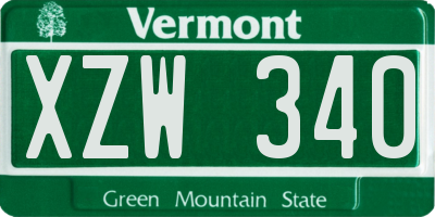 VT license plate XZW340