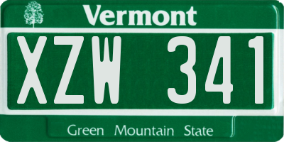 VT license plate XZW341