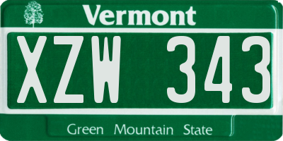 VT license plate XZW343