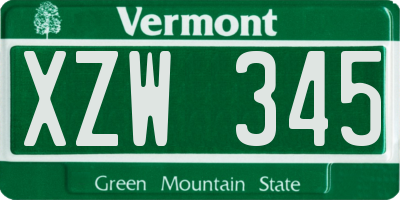 VT license plate XZW345
