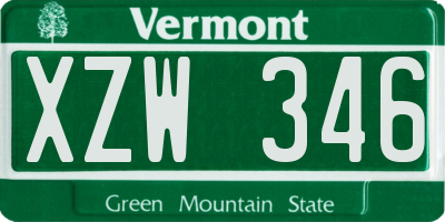 VT license plate XZW346