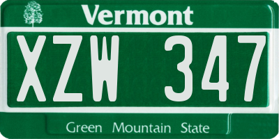 VT license plate XZW347