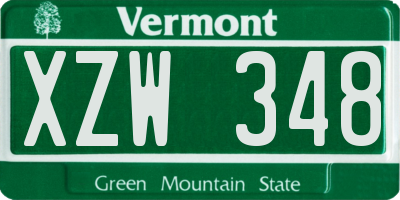 VT license plate XZW348