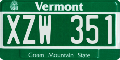 VT license plate XZW351