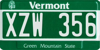 VT license plate XZW356