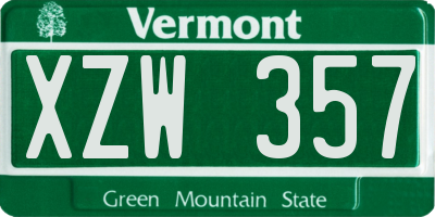 VT license plate XZW357