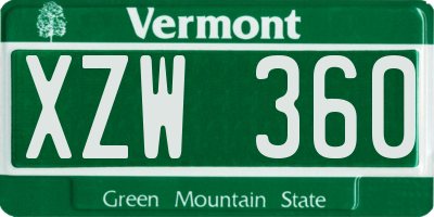 VT license plate XZW360