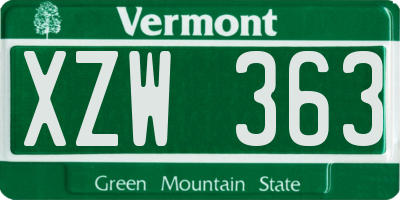 VT license plate XZW363